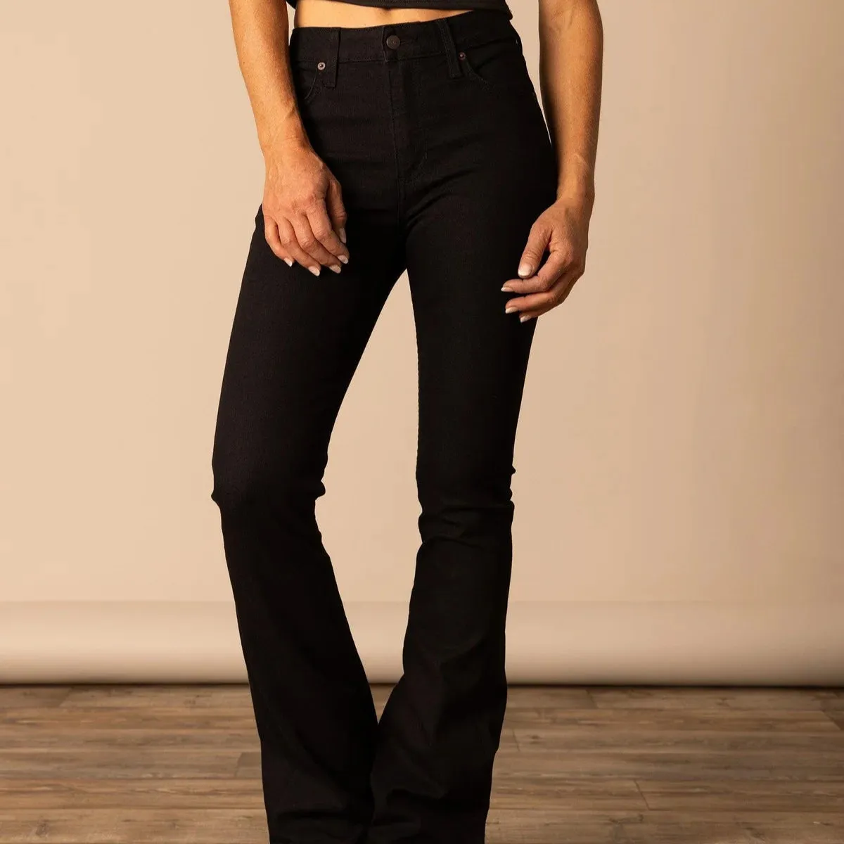 Kimes Ranch Women's Jennifer Ultra High Rise Flare Jean in Black Casual Solution Cool Classic