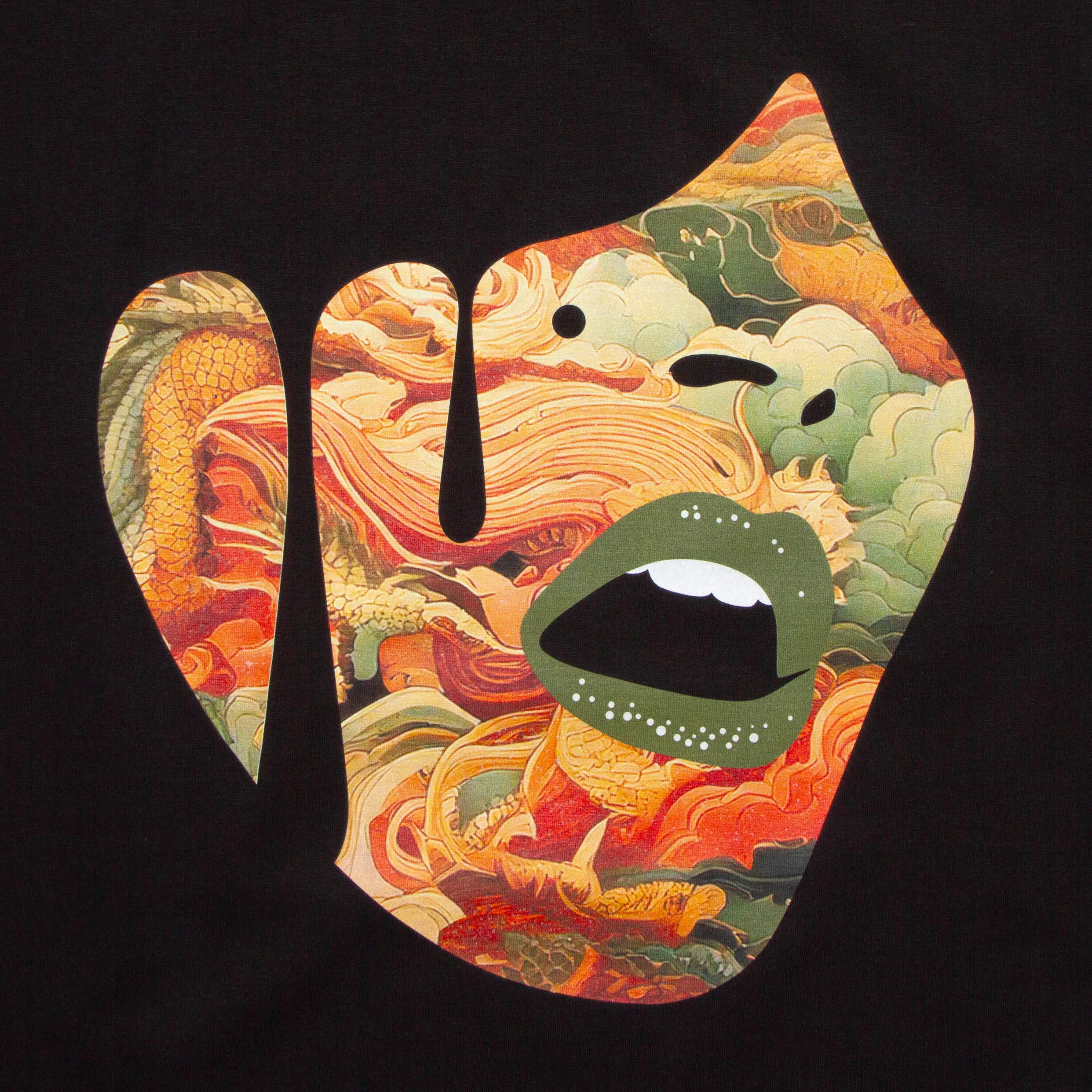 Droplet Face 012 Front Print - Sweatshirt - Black Relaxed Layers Fashionable Layer