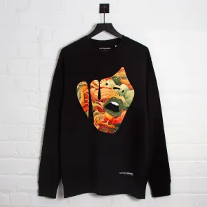 product hiking suitable durability Droplet Face 012 Front Print - Sweatshirt - Black