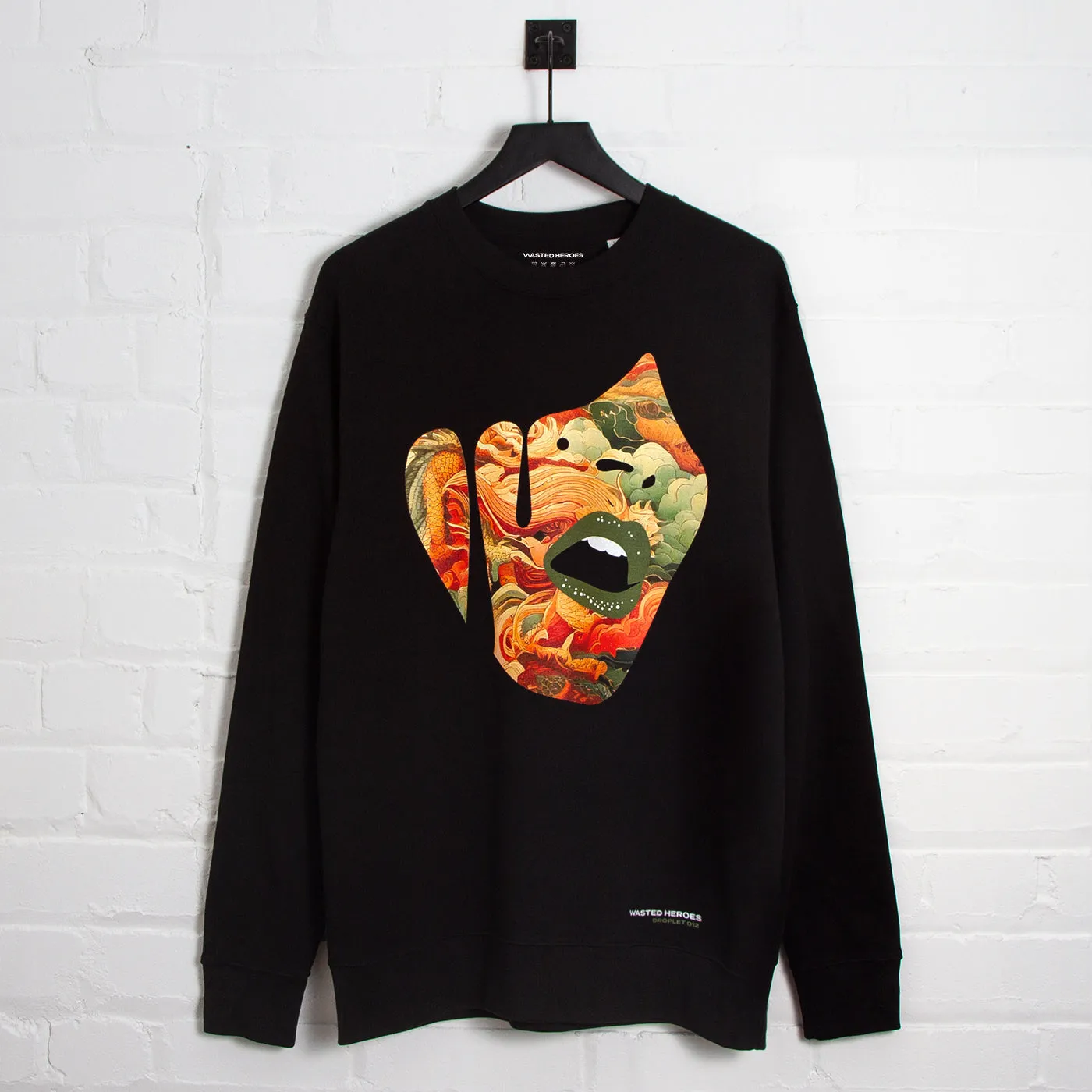 product hiking suitable durability Droplet Face 012 Front Print - Sweatshirt - Black