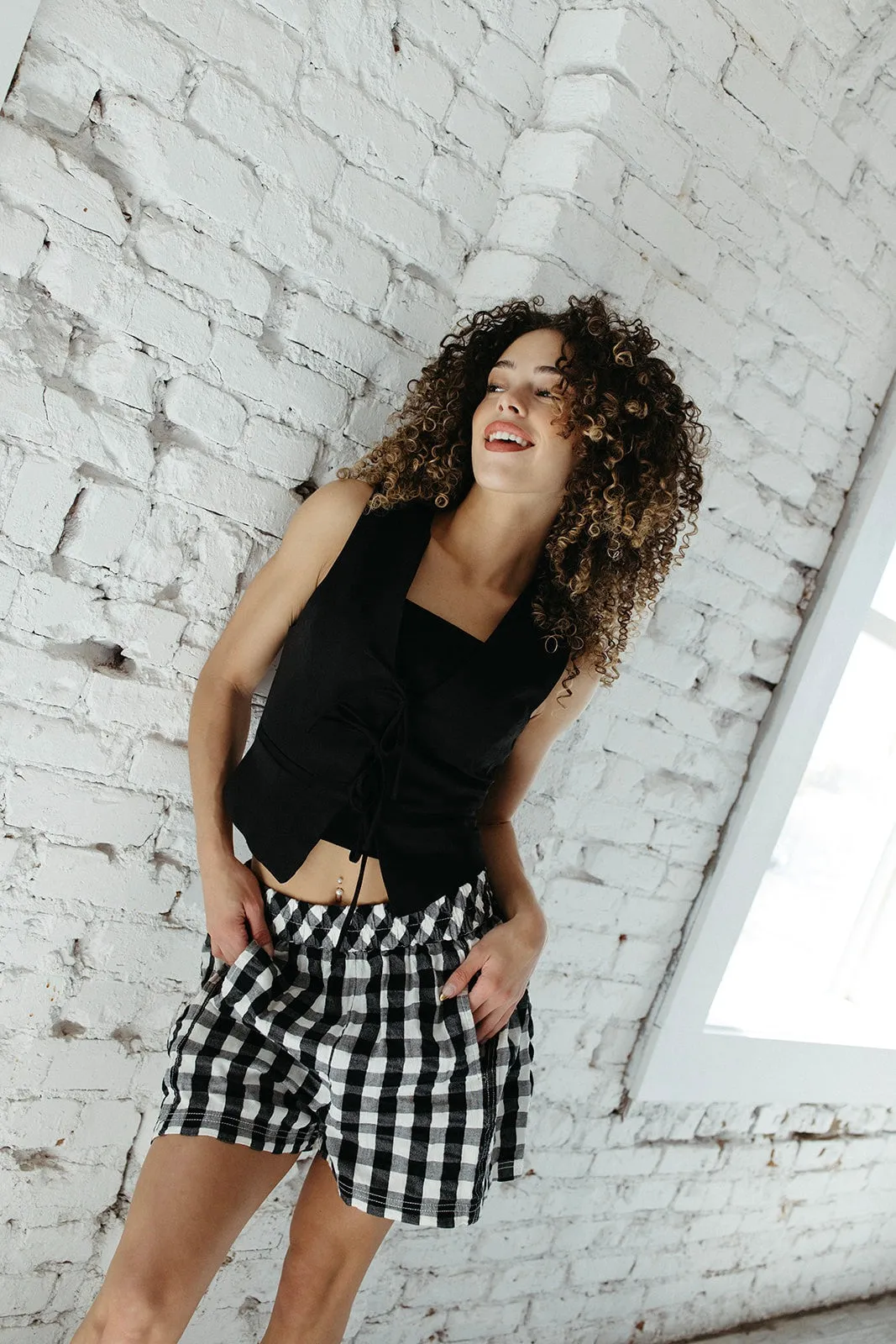 DropShoulder Design Tuxedo Twist Bow Tie Vest