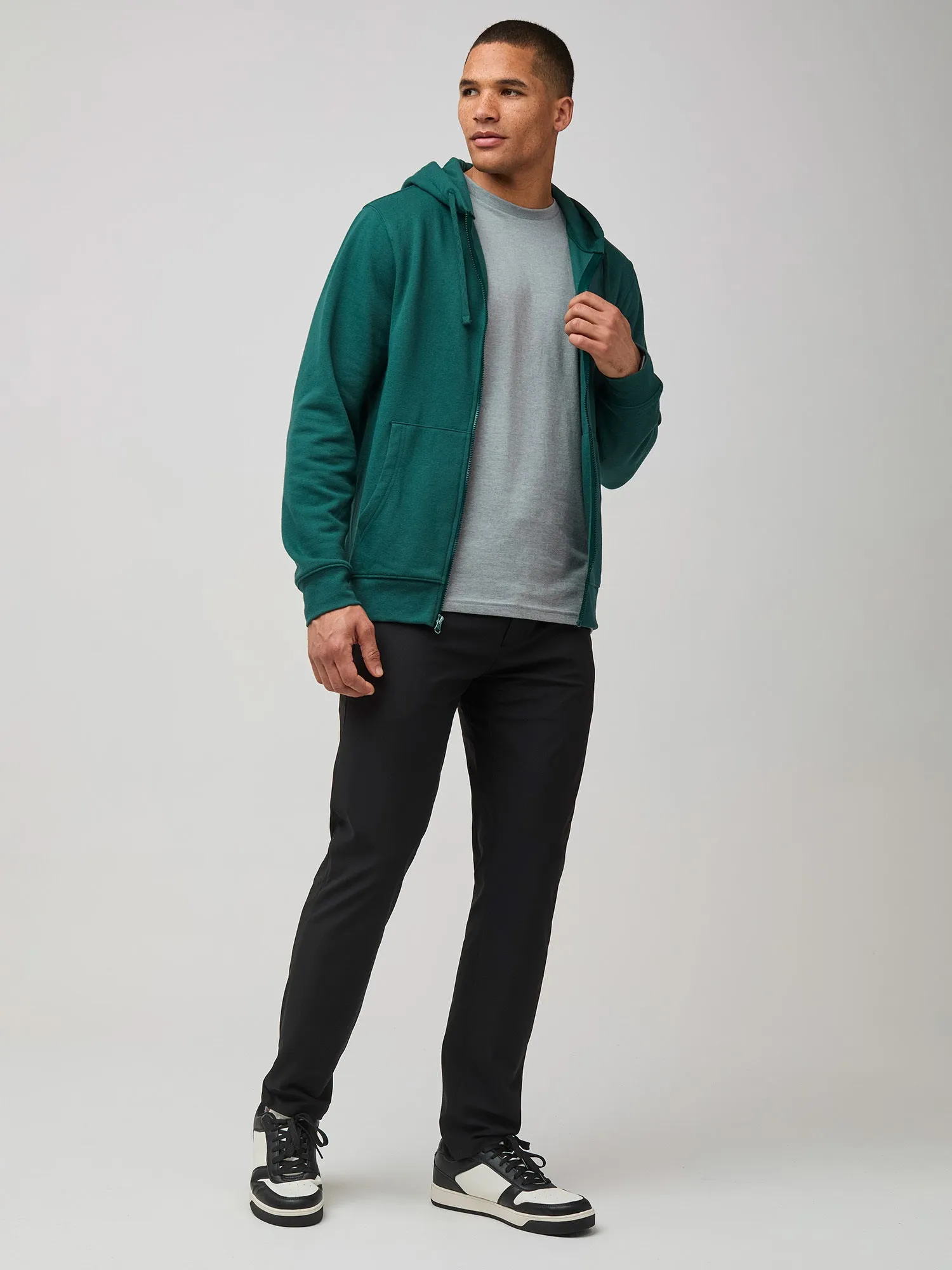 Dark Emerald Zip-Up Hoodie All Day Wear DurableStitching