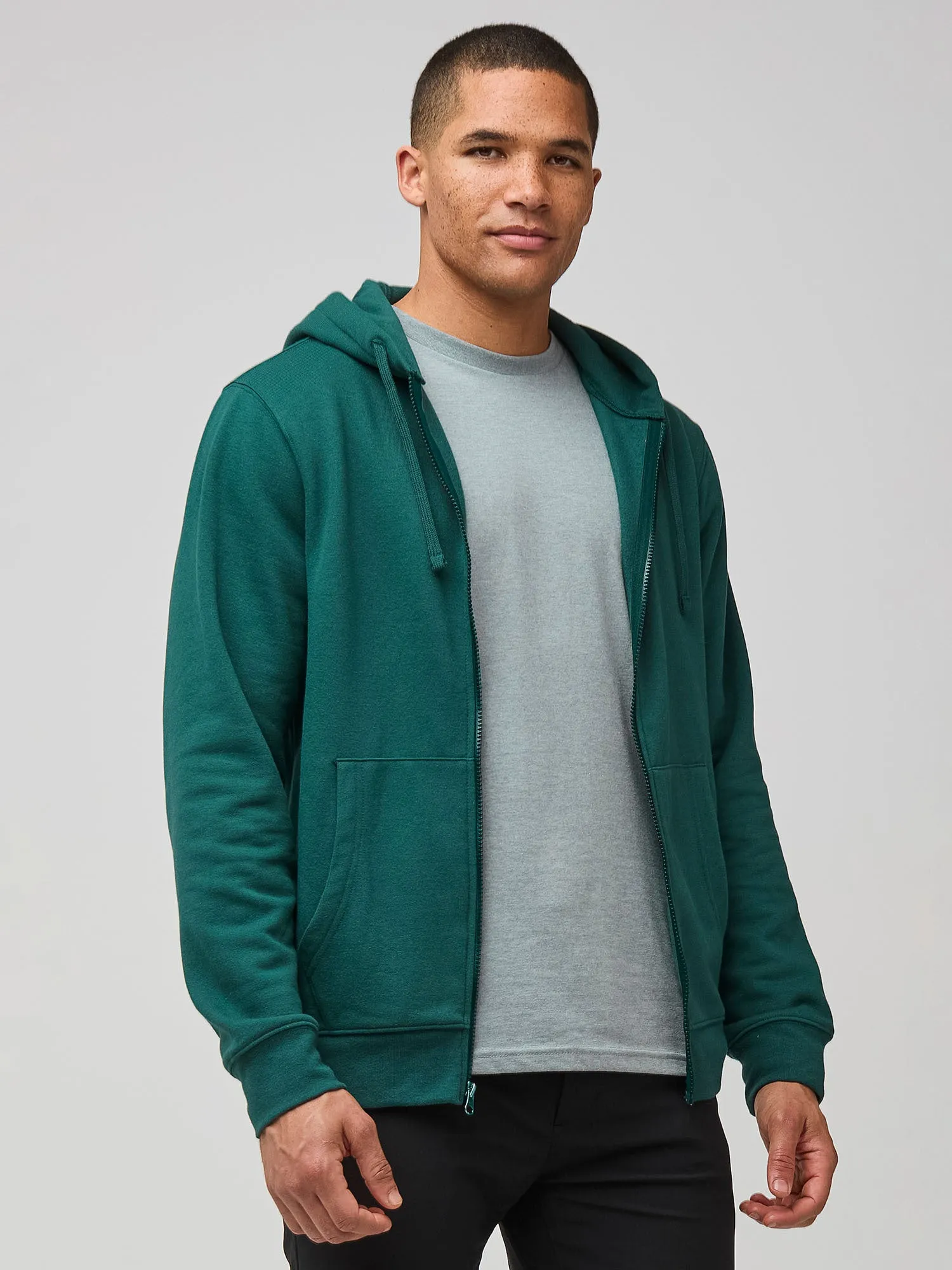 Breathable Performance Fit Dark Emerald Zip-Up Hoodie