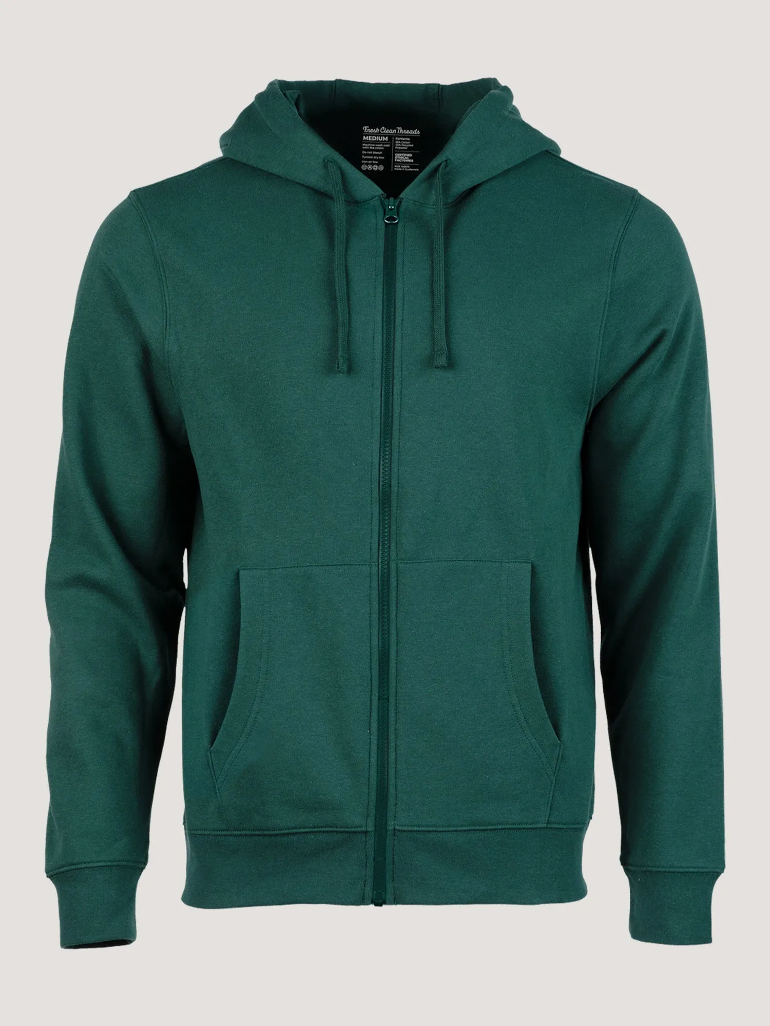 Dark Emerald Zip-Up Hoodie Timeless Wear