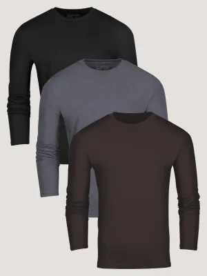 Layering Comfort Wear Travel Essential Fall Essentials Long Sleeve Crew 3-Pack