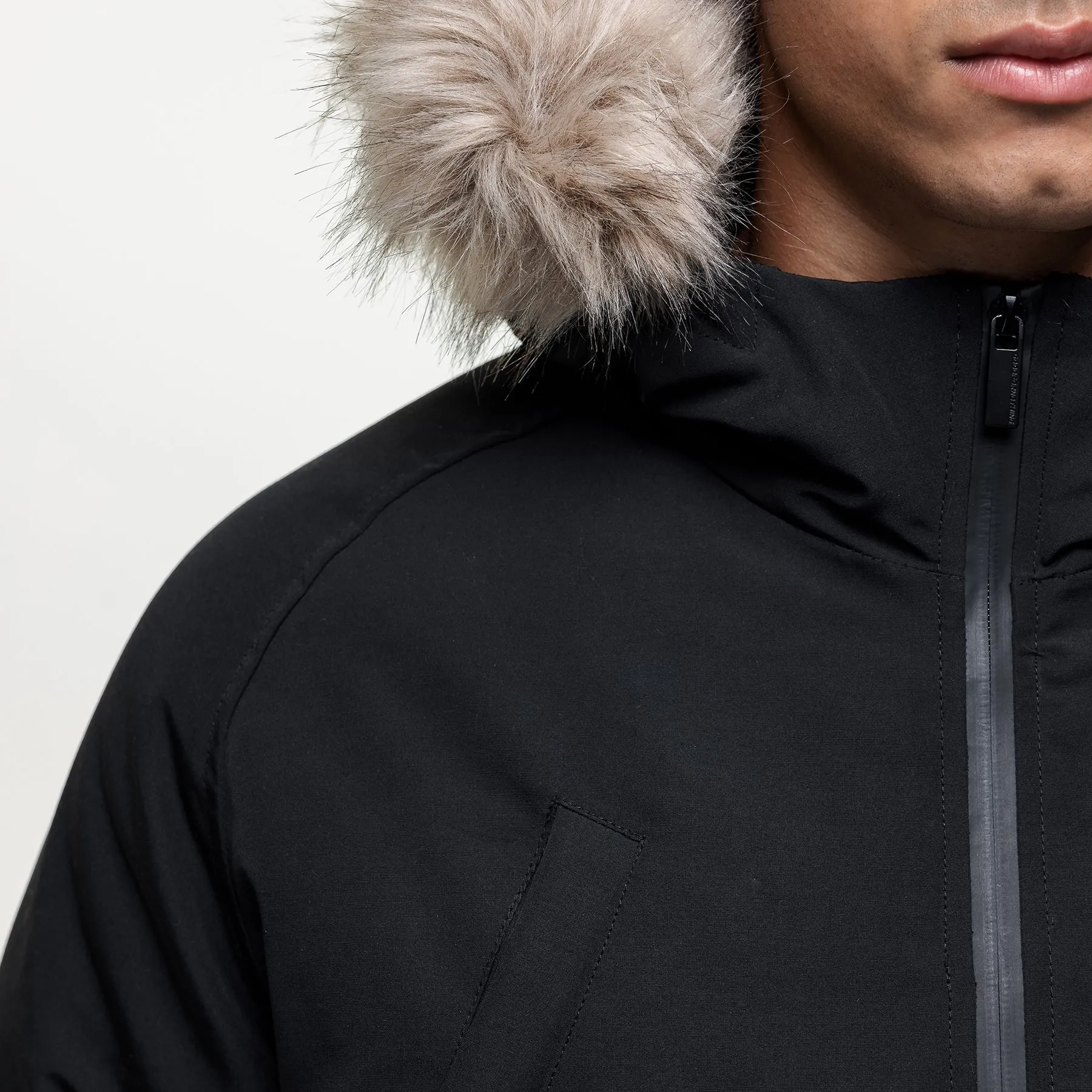 Low Profile Fastening quick dry Fortitude Black Parka Bomber
