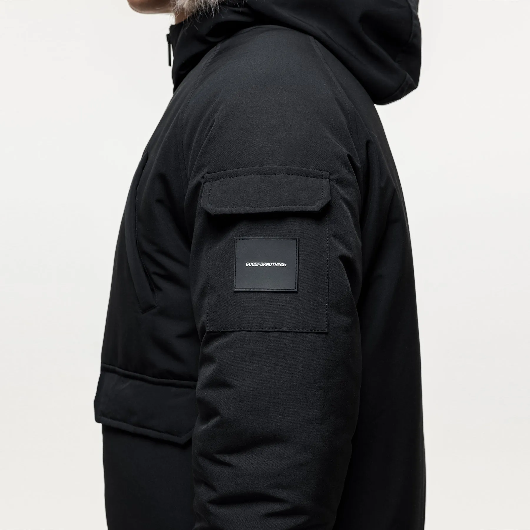 Hypoallergenic Fabric Blend Fortitude Black Parka Bomber
