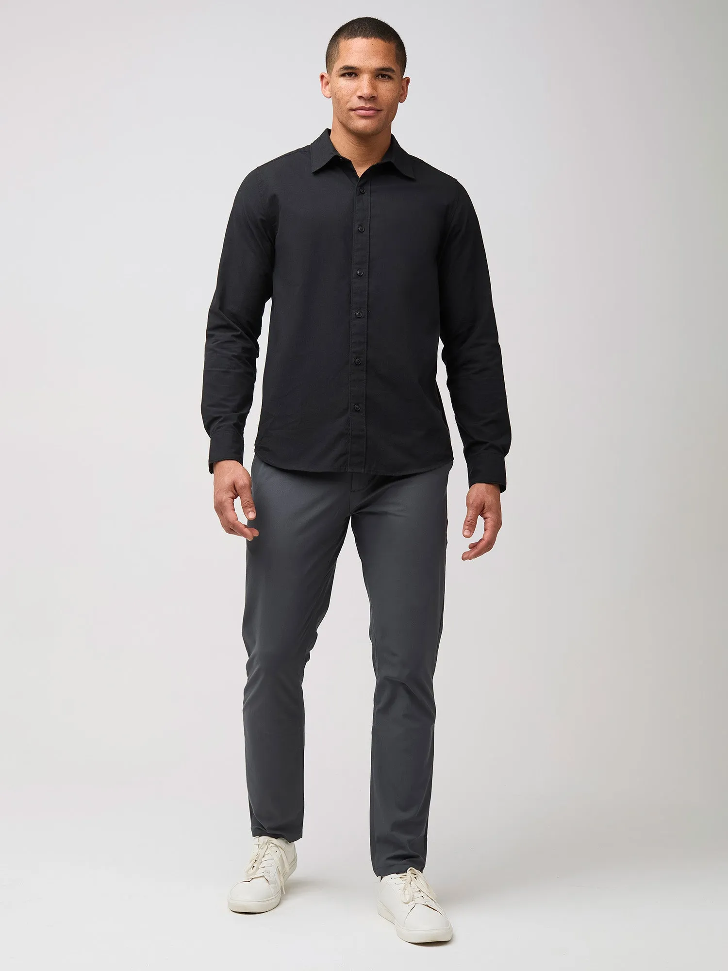 Black Long Sleeve Button Up Minimal Comfort