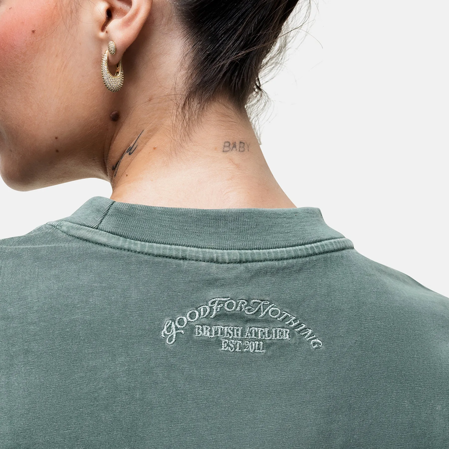 Overlock Washed Green T-shirt Soft and Cozy