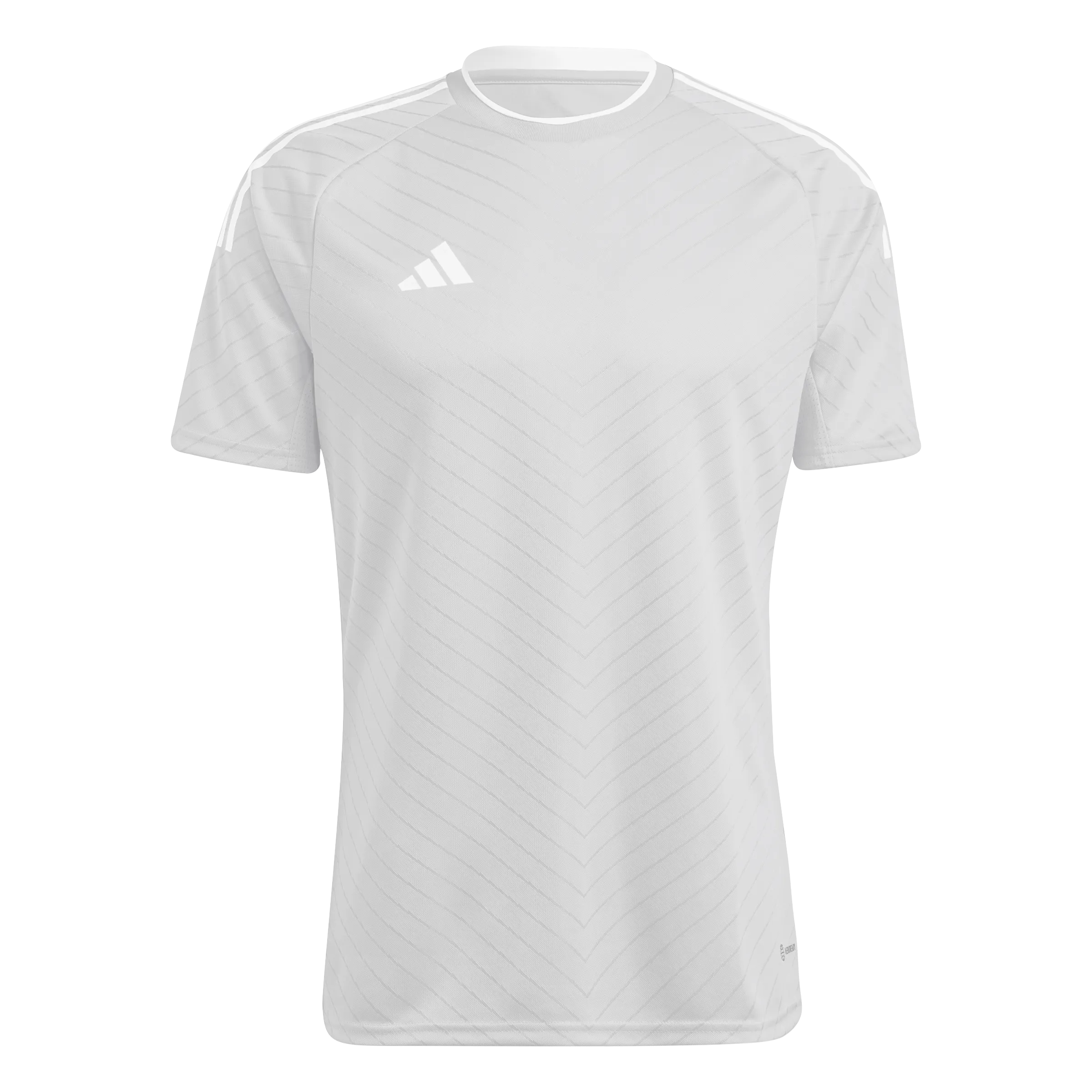 adidas CAMPEON 23 Soccer Jersey | Team Light Grey-White | Men's Zero Distraction Tagging