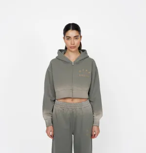 Sprayed Cali Green Crop Zip Hoodie Urban Sporty ideal for birthdays