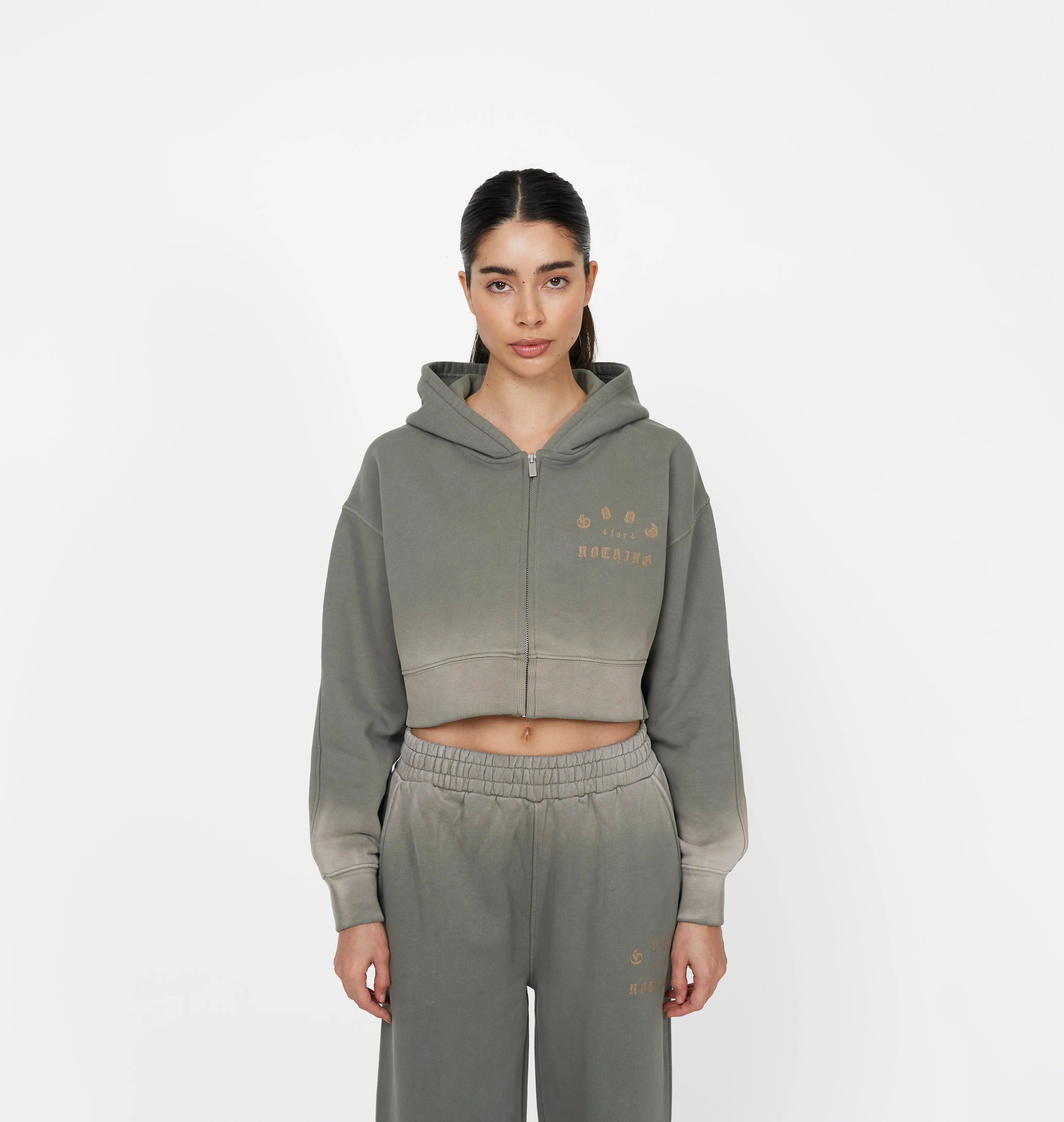 Sprayed Cali Green Crop Zip Hoodie Urban Sporty ideal for birthdays