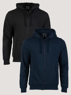 Zip-Up Hoodie Black   Dark Navy 2-Pack Breathable knit Perfect Comfort Wear