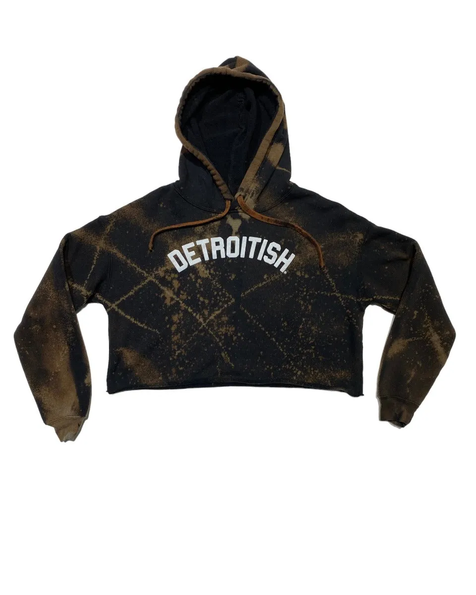 Ink Detroit - Detroitish Reverse Dyed Fleece Crop Hoodie - Black comfortable top