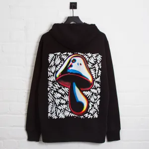 Pockets Everyday Essential SHROOM DOODLE - Pullover Hood - Black