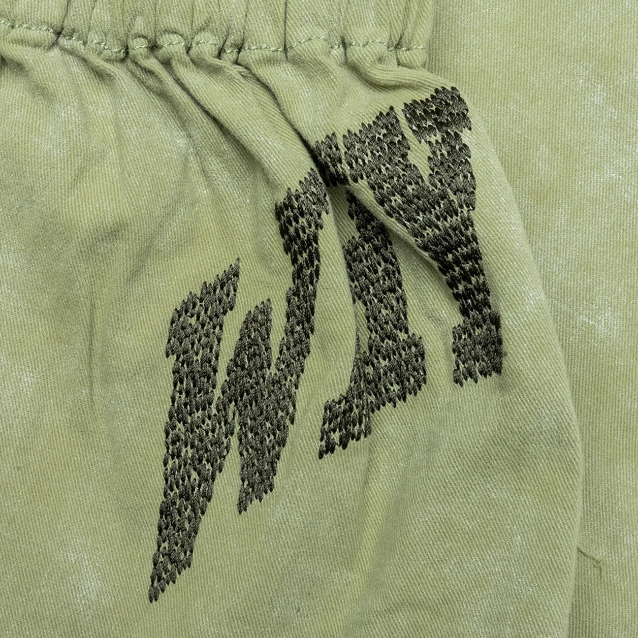 Honor The Gift Twill Cargo Wide Leg Pant - Green DoubleLayeredHem Light wash