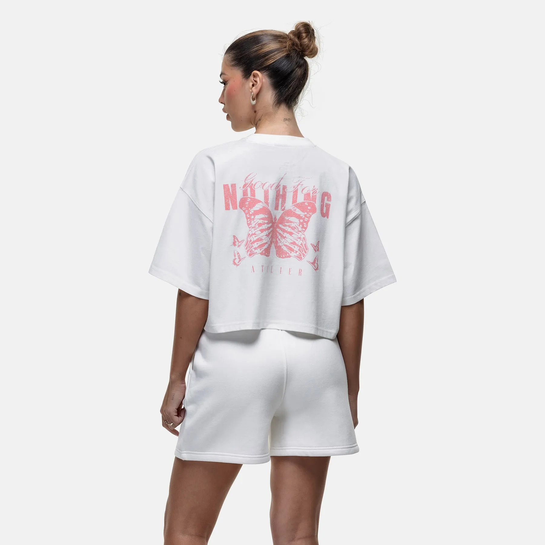 Stretch Comfort Washed Off White Butterfly T-shirt