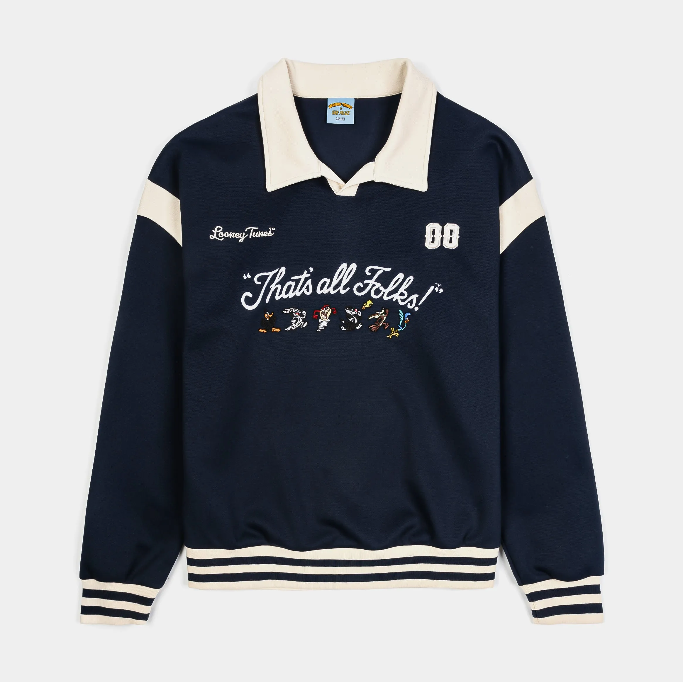 Dynamic Performance Tagless Construction SP x Looney Tunes Soccer Long Sleeve Mens Jersey (Navy/Beige)