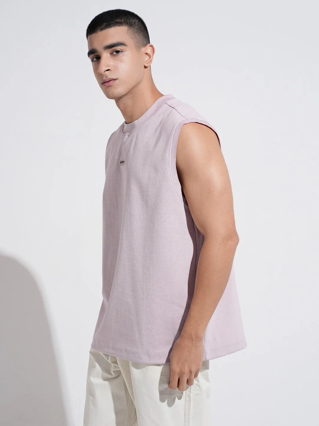 baby shower Micro Perforation Men's Graphic Print Lavender Sleeveless Round Neck Relaxed Fit T-Shirt