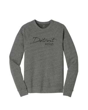 jersey Weekend Sporty Ink Detroit XOXO Crewneck Sweatshirt - Heather Grey