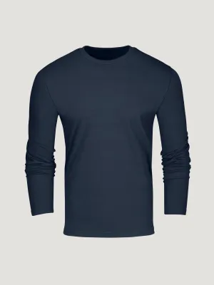 High-End Quality Indigo Blue Long Sleeve Crew Neck