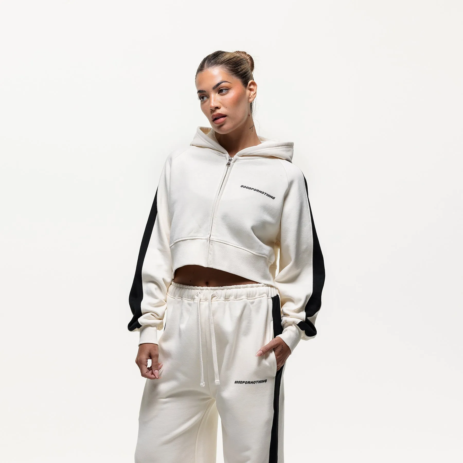 Vintage Track Cream Zip Hoodie (Final Sale) product customization perfect for anniversaries