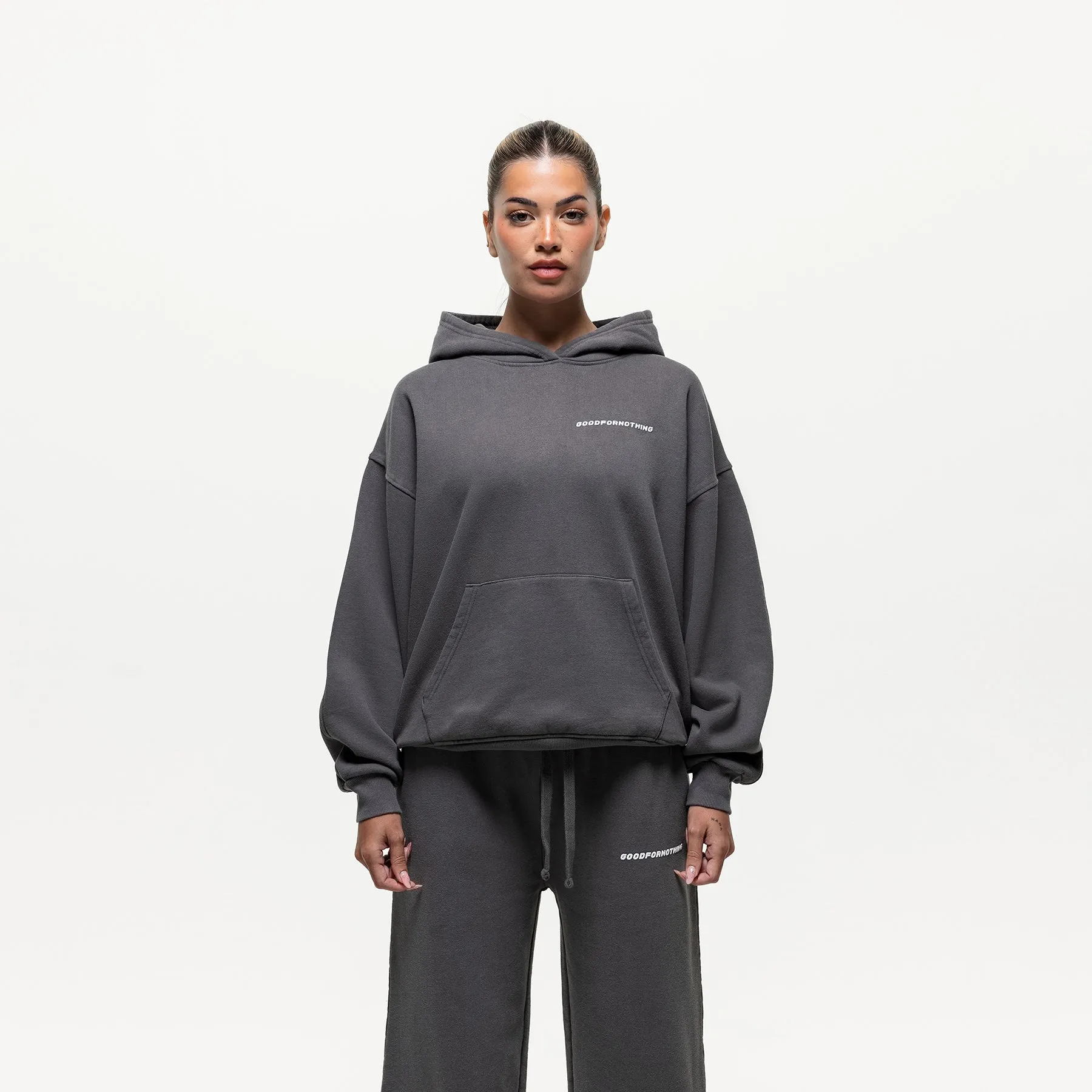 Vintage Washed Grey Hoodie Daily Active