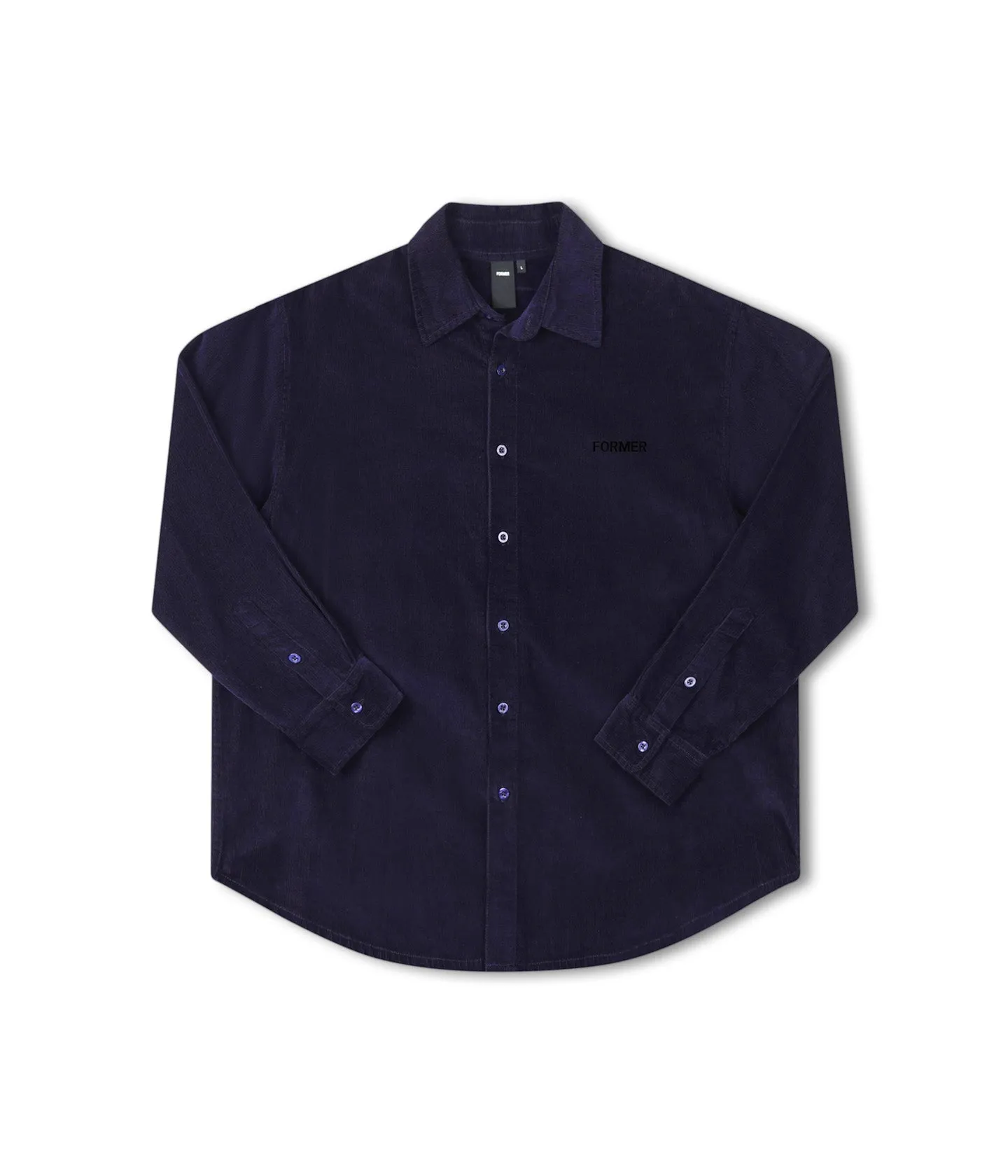 VIVIAN CORD LS SHIRT // NAVY Street Casual Look Ethically Sourced Cotton