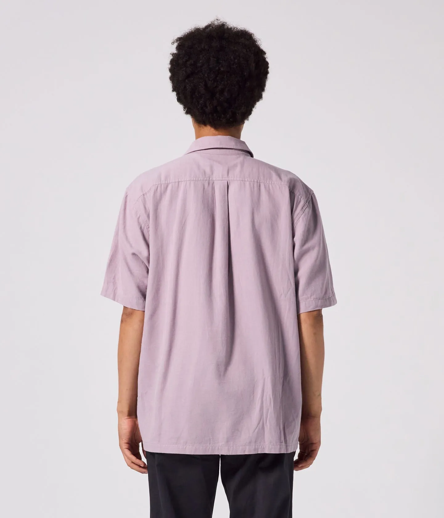 cotton material VIVIAN HERRINGBONE SS SHIRT  // MAUVE