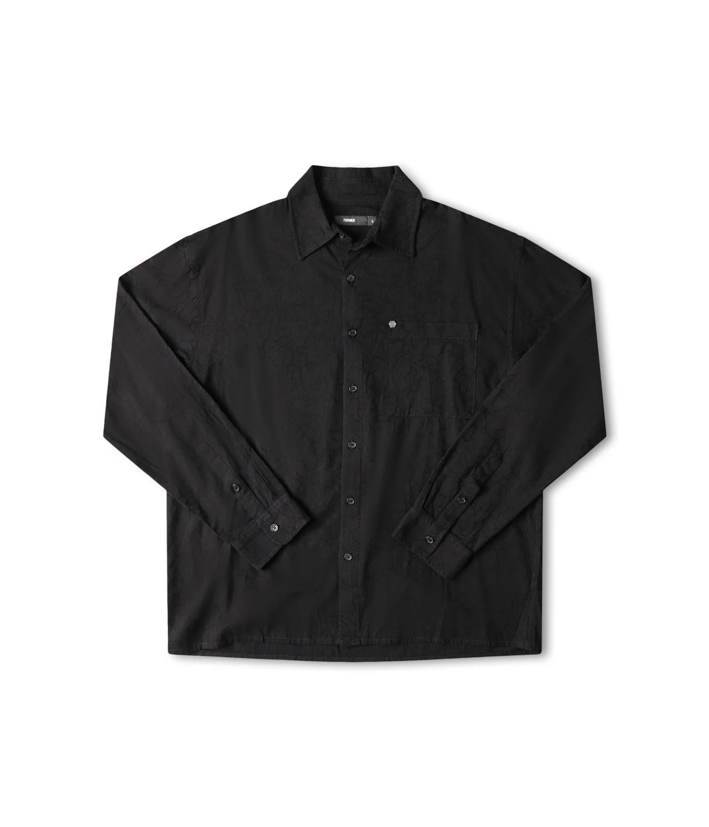 Yarn Dyed Stripes Matte Look VIVIAN LS SHIRT // BLACK