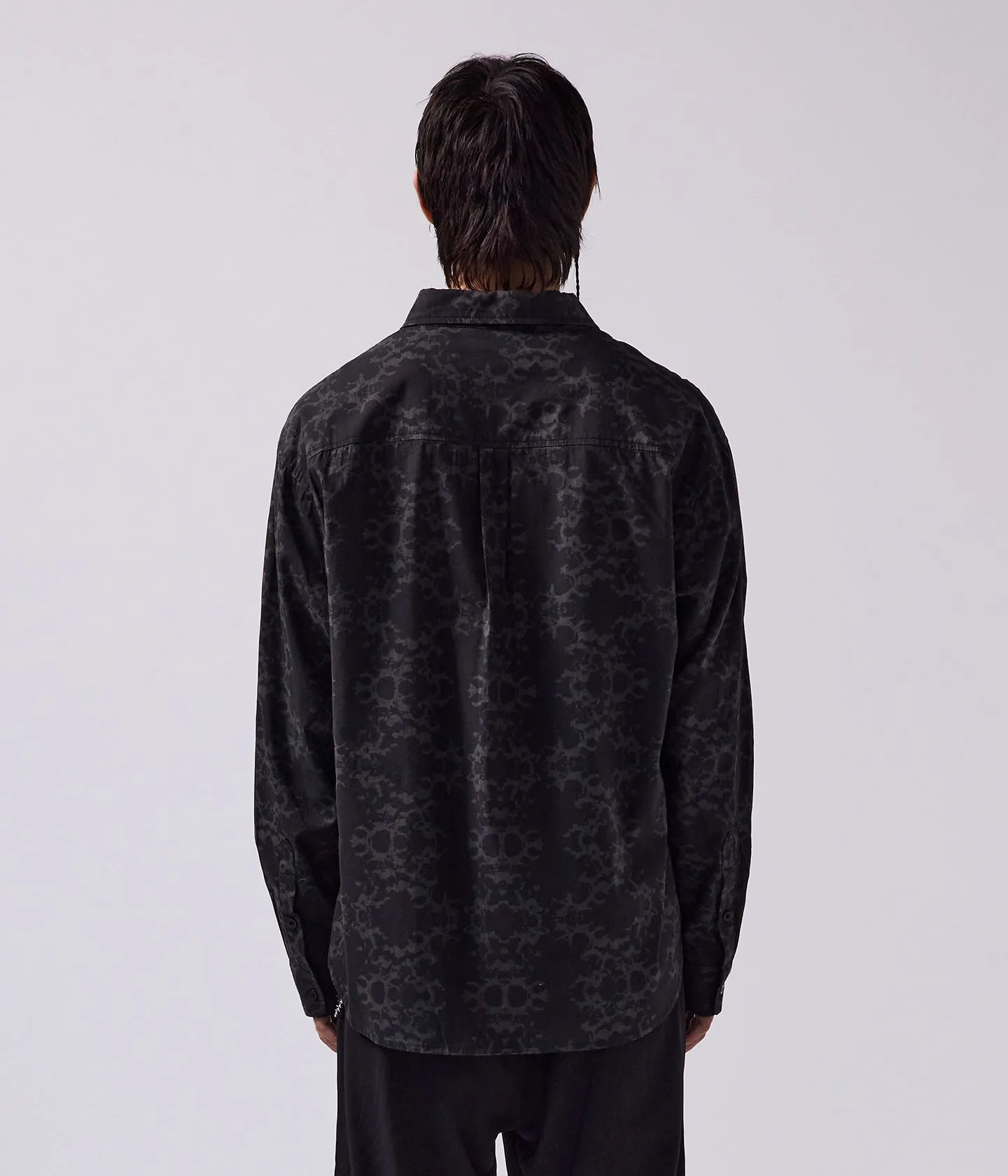 VIVIAN ORNATE LS SHIRT // BLACK/GREY Boat Neck Organic Cotton Blend