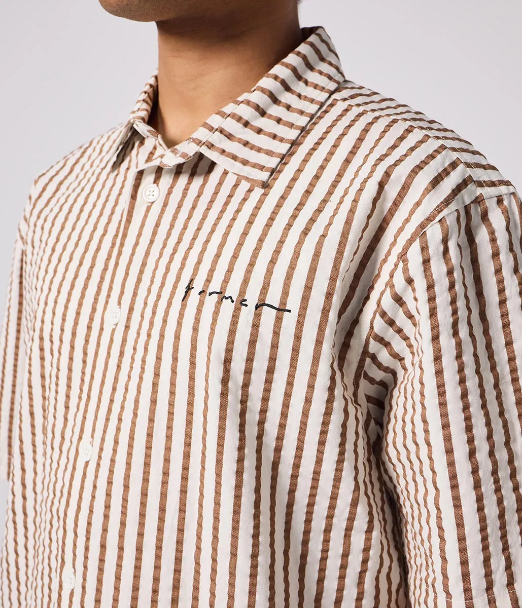 VIVIAN SEERSUCKER SS SHIRT // COPPER Flexible Fit Design Geometric Pattern