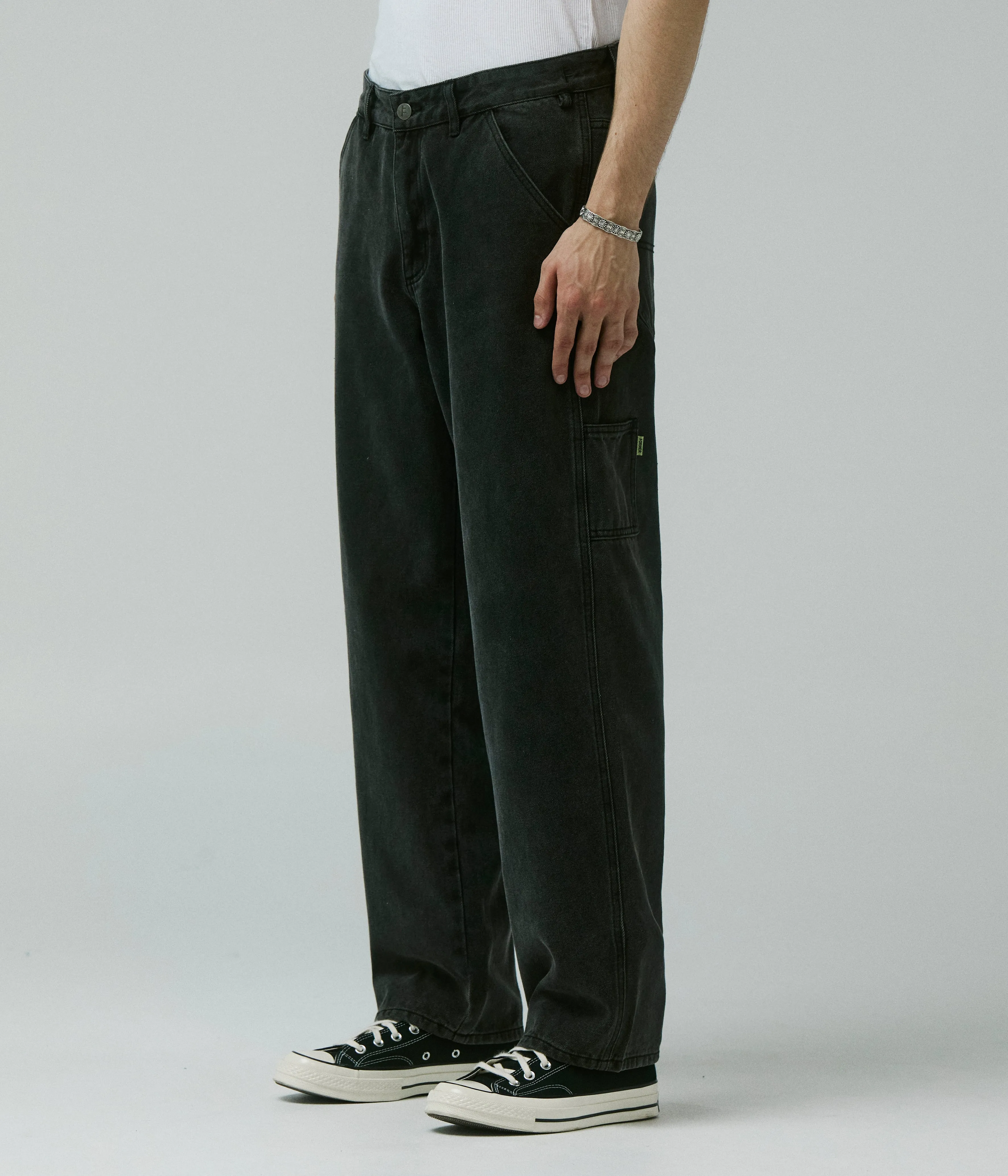 Shape Retention VT DISTEND DENIM CARPENTER PANT //  WASHED BLACK