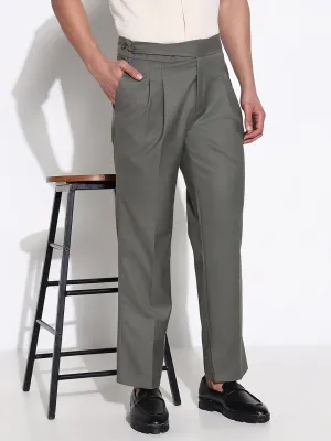 Men's Olive Solid Formal Trousers sporty wear
