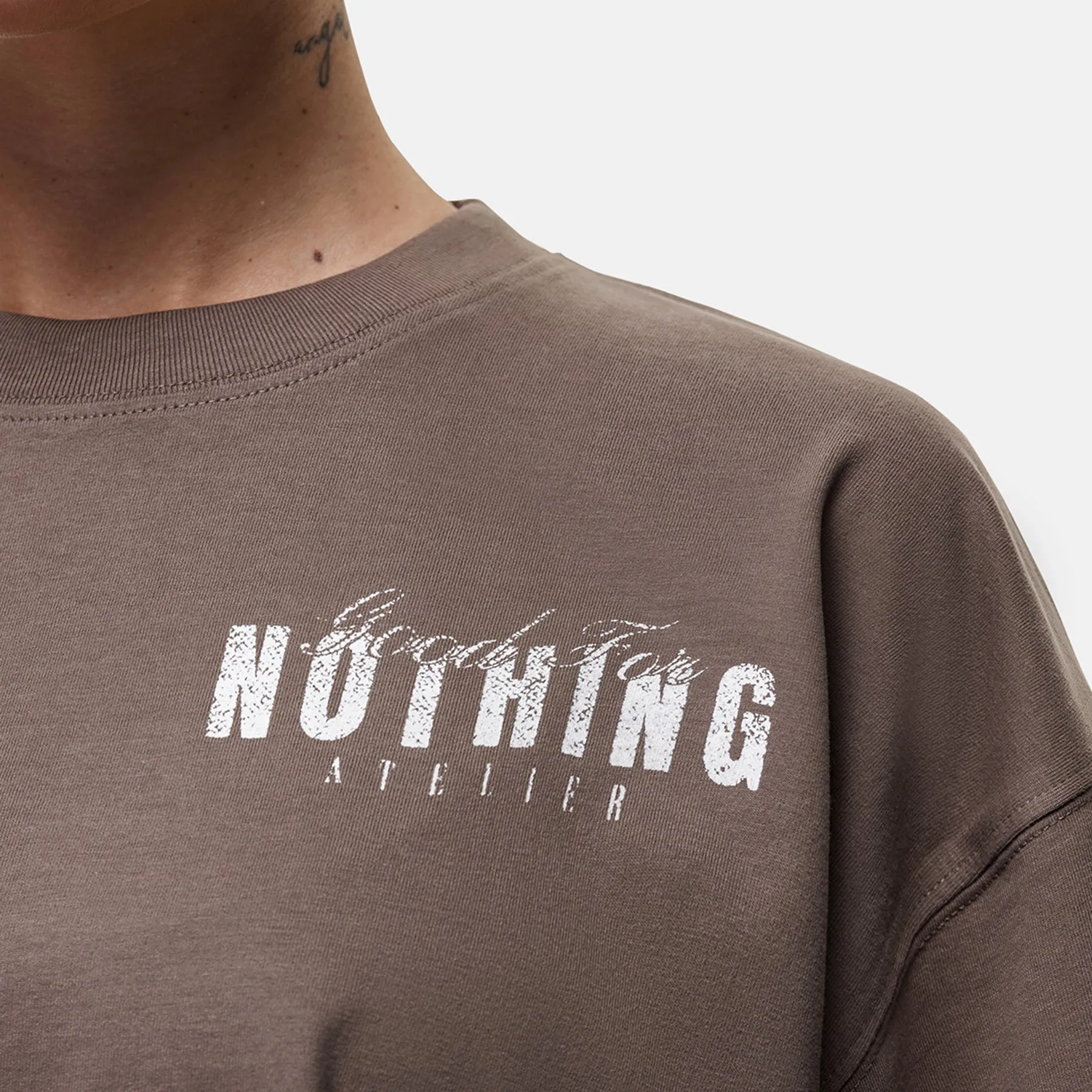 Modern Outfit Quick Dry Wear Fit Washed Taupe Butterfly T-shirt