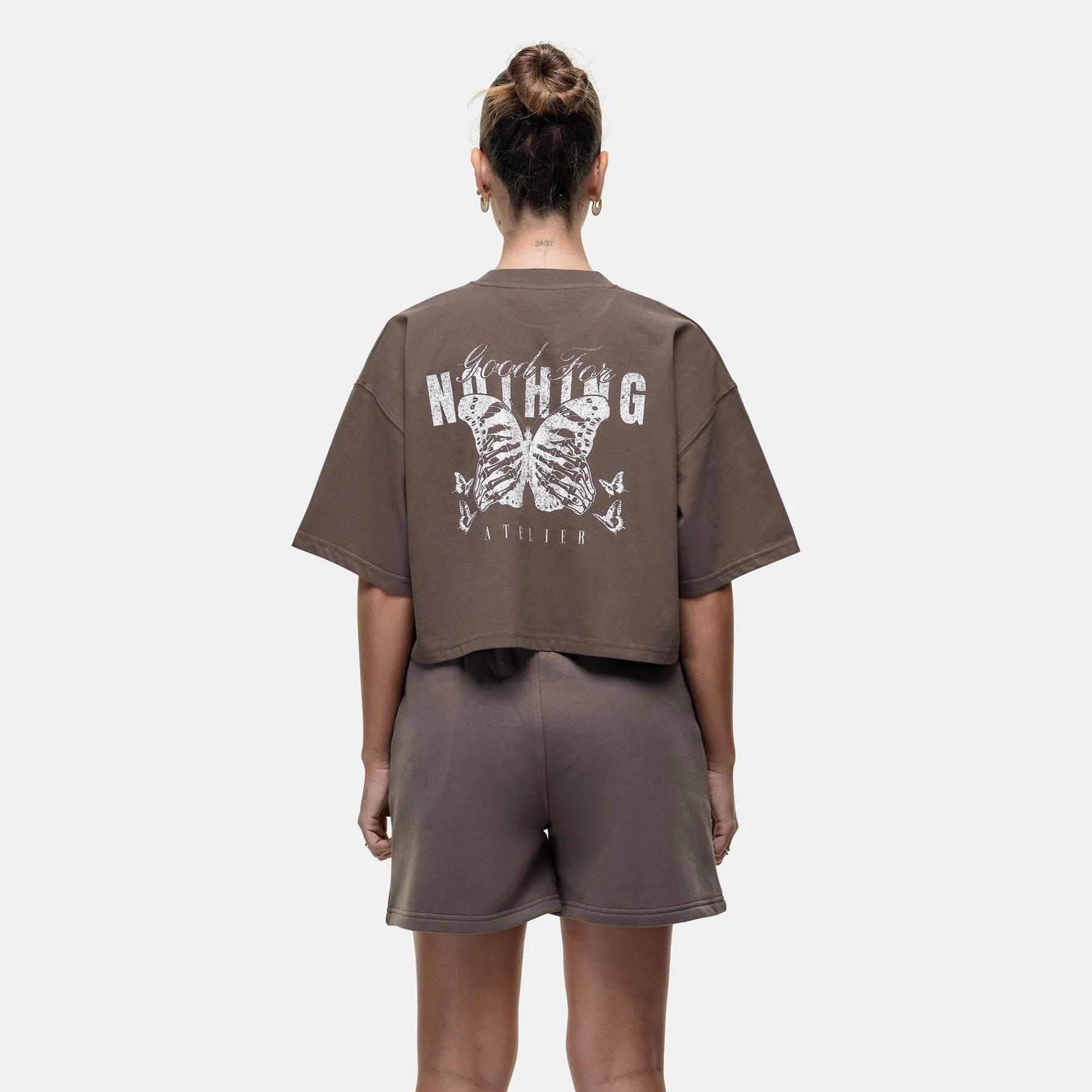 Washed Taupe Butterfly T-shirt Easy Comfort