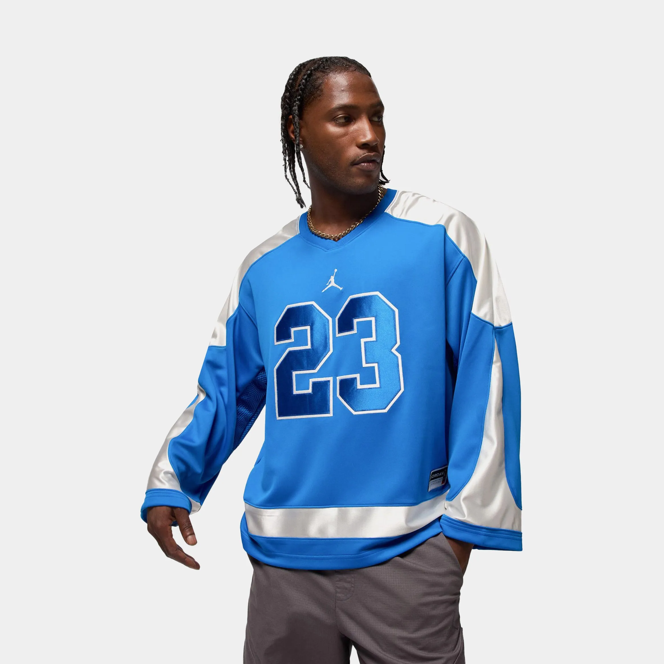 Comfort Focused Brooklyn Collegiate Hockey Mens Jersey (Sport Blue/Sail/Sail)