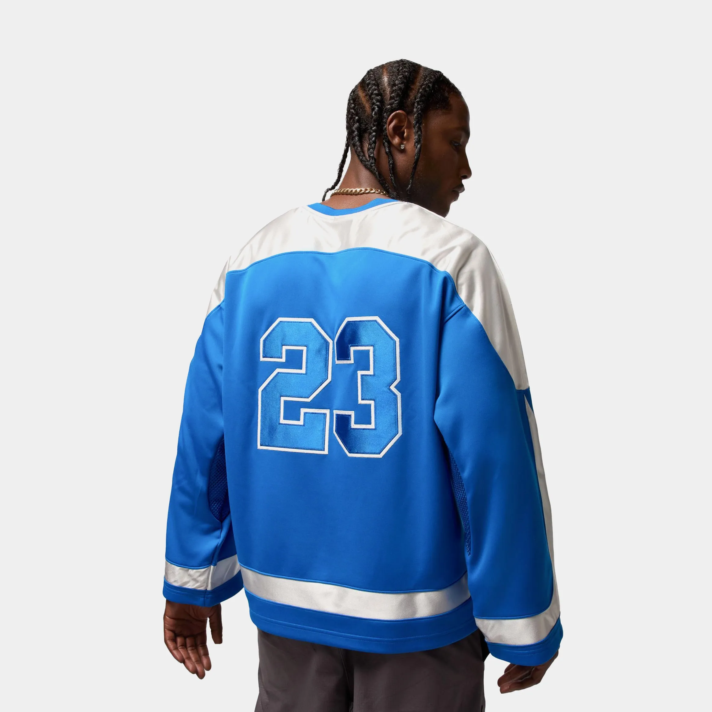 Double Layered Edge Reinforcement Brooklyn Collegiate Hockey Mens Jersey (Sport Blue/Sail/Sail)