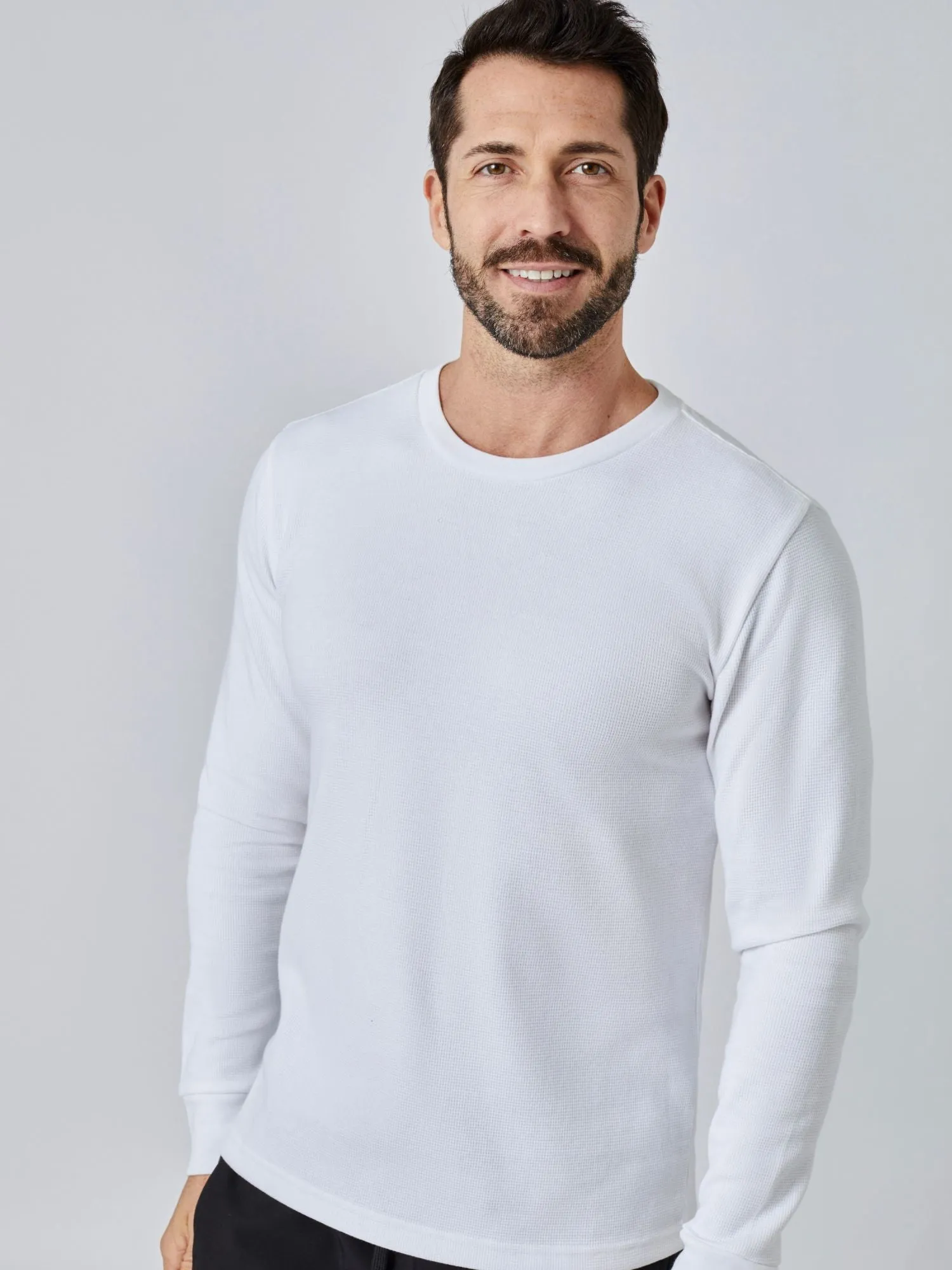 Travel Trend Look White Thermal Long Sleeve Crew