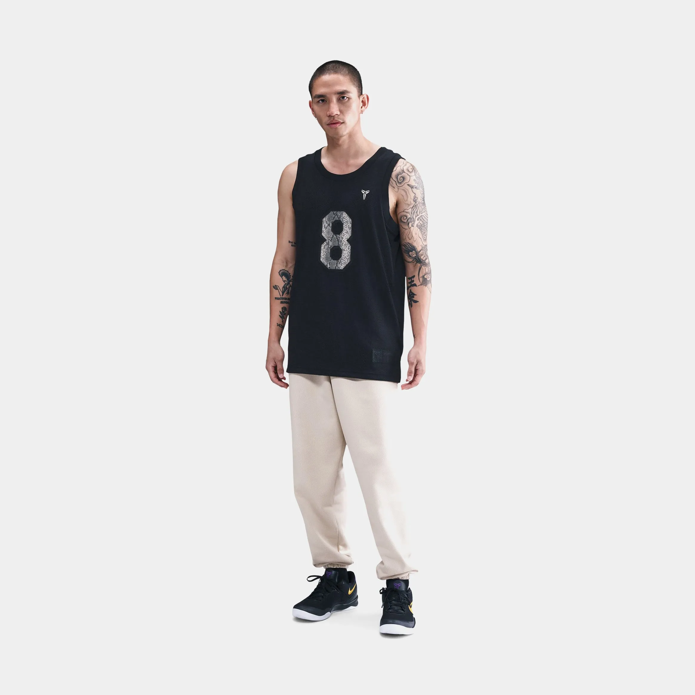 Kobe Bryant Mamba Mens Jersey (Black/Sanddrift) Soft Binding Edges