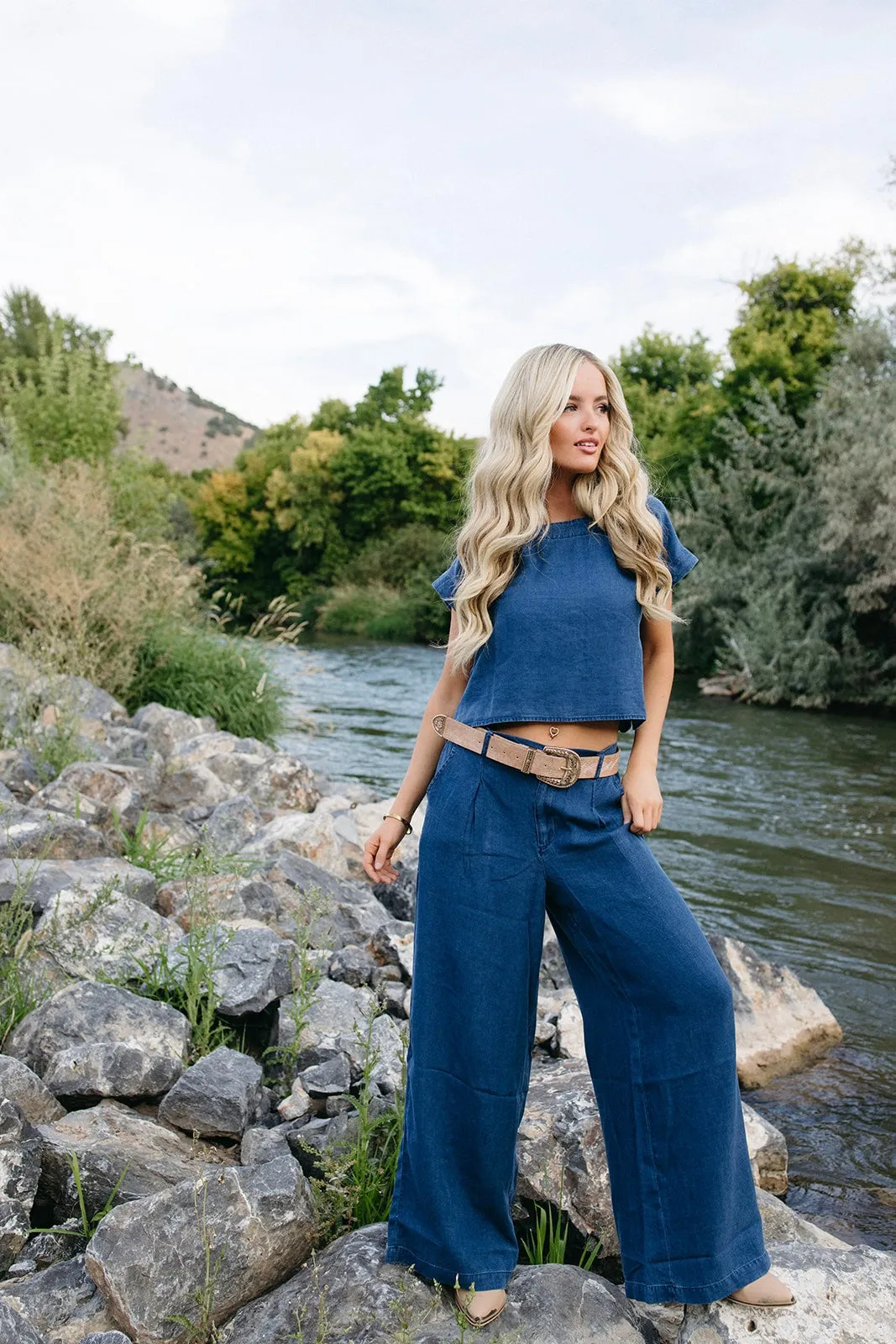 NonSlipInnerGrip Stretch Comfort All Things Considered Chambray Pants