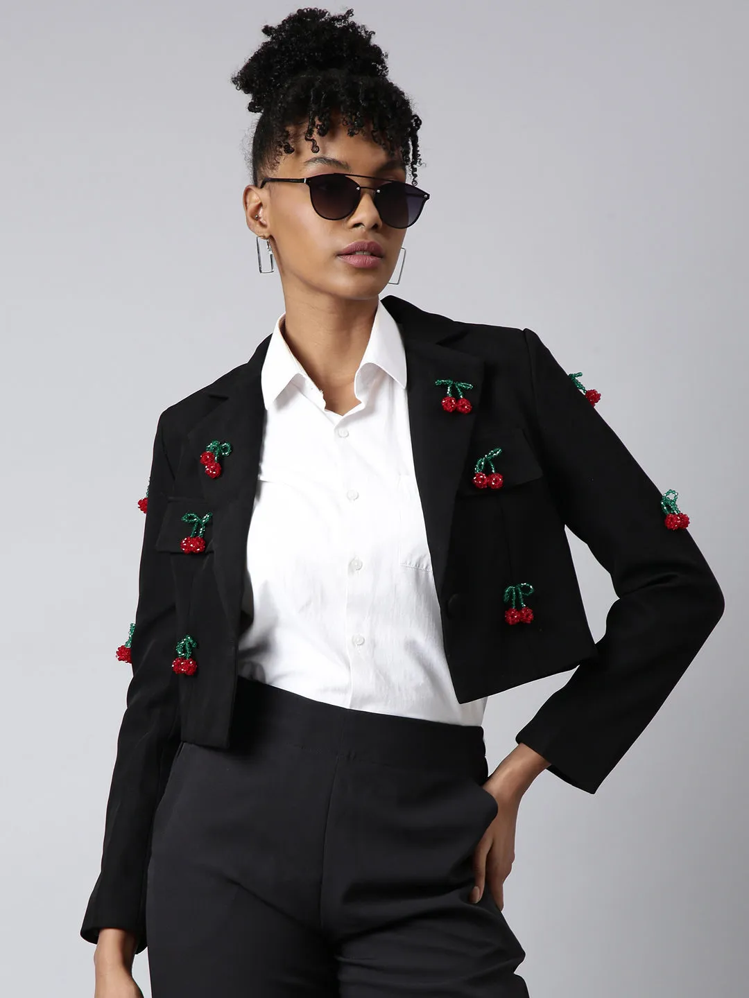 ReinforcedStressPoints Taped Edges Women's Black Lapel Long Sleeves Single Breasted Cotton Blazer