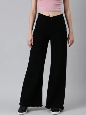 Matching Basic Basic Layers Women's Black Solid Wide Leg Denim Jeans