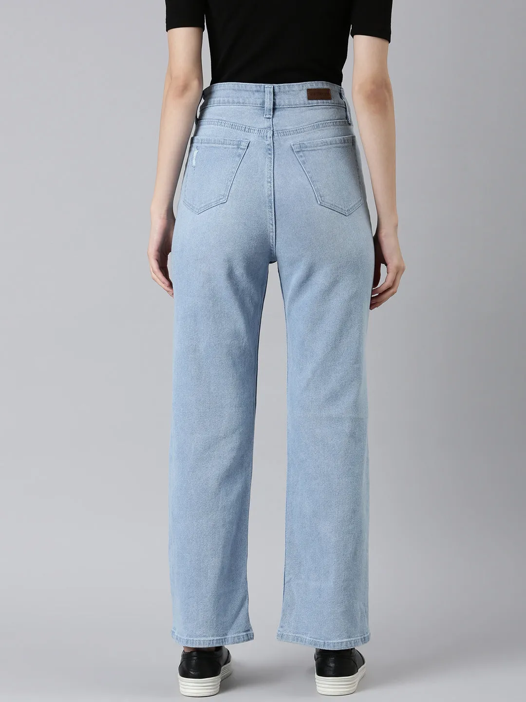 Women's Blue High-Rise Light Fade Denim Jeans Spring Attire