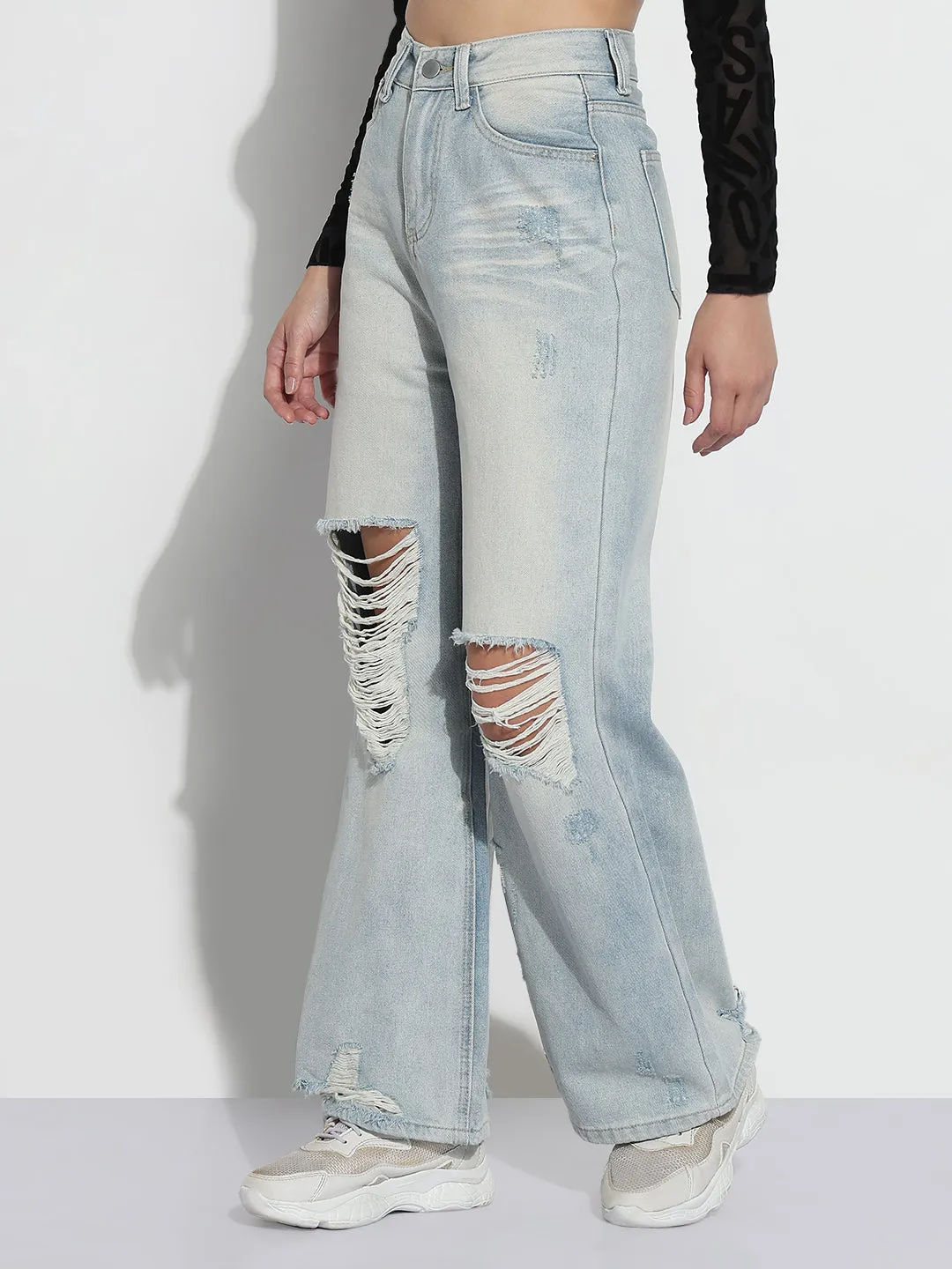 Clean Lines Women's Blue High Rise Wide Leg Jeans
