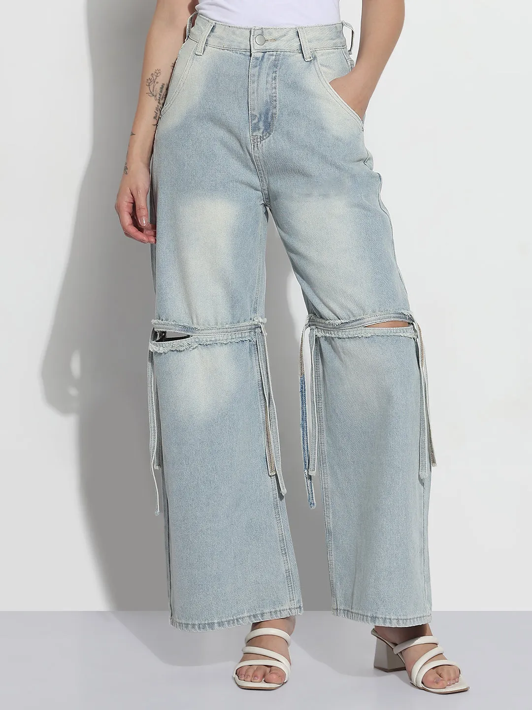 Brunch Outfit Traveler Gear Women's Blue High Rise Wide Leg Jeans
