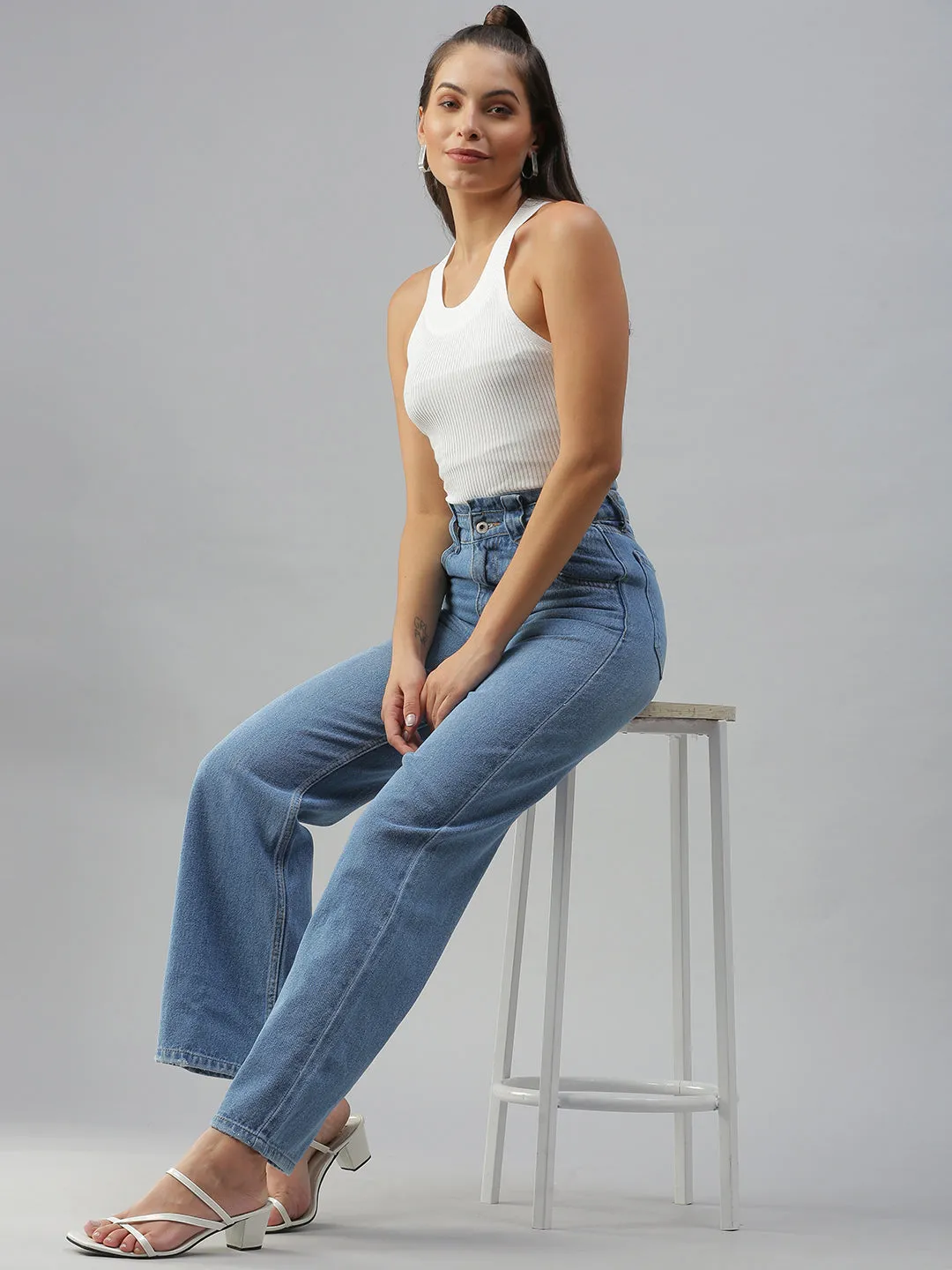 Women's Blue Jean Wide Leg High-Rise Jeans Outdoor Adventure Stylish Family Style