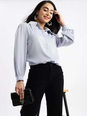 Functional Wearable Cozy Comfort Look Women's Blue Standard Opaque Casual Shirt