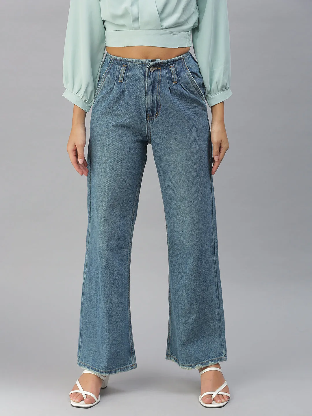 Season Ready Easy Layering Women's Blue Wide Leg High-Rise Jeans