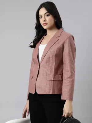 Women's Brown Notched Lapel Collar Single Breasted Slim-Fit Blazer All Day Comfort Design Magnetic Closures